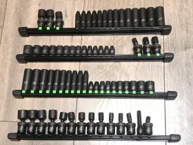 Atd Custom68 68pc Master 1/4 Inch Dr 6pt Sae And Metric Impact Socket Set With Universals Rails