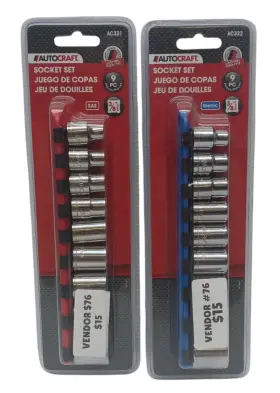 Autocraft Ac322 18 Pc Metric And Sae Socket Sets Rails Both 3/8 Inch Drive 6 Pt Ac322/321 Autocraft Ac322 18 Pc Metric And Sae Socket Sets Rails Both 3/8 Inch Drive 6 Pt Ac322/321