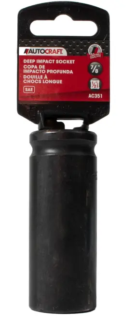 Autocraft Ac351 7/8inch Steel Deep Impact Socket Sae 1/2inch Drive Size Model Id