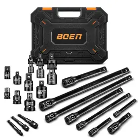 Boen Bn55521 21 Piece 1/4 Inch And 3/8 1/2 Drive Tool Accessory Set Socket Adapters