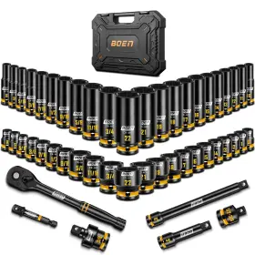 Boen Bs-389050r 3/8ftft Inch Impact Socket Set 50pcs Sae 5/16 To 3/4 And Metric 8mm-22mm Boen Bs-389050r 3/8ftft Inch Impact Socket Set 50pcs Sae 5/16 To 3/4 And Metric 8mm-22mm