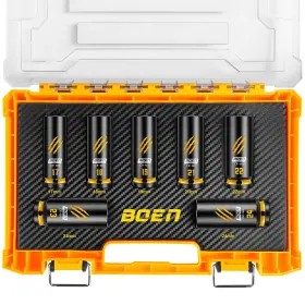 Boen Bs-921070 7-piece 1/2 Inch Drive Metric Impact Socket Set 17 18 19 21 22 23 24 Mm