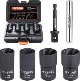 Brand Yekepro T12206 6 Pcs Lug Nut Removal Tool 1/2-inch Drive Impact 6-piece Twist Socket Set
