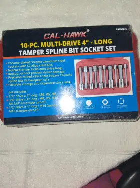 Cal Hawk 091044645586 Cal-hawk 10pc Multi-drive Long Tamper Spline Bit Socket Set New