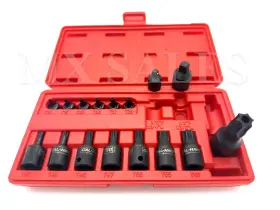 Cal Hawk Aistb16t 16pc 1/4 Inch 3/8 And 1/2 Dr Impact Tamper-proof Star Bit Socket Set