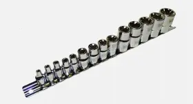 Cal-hawk Assts14 E-torx Socket 14pc Set Female Torx Star Bits With Storage Rail Forged