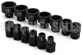 Cal Hawk Bisn132m 13pc 1/4 Inch Drive Nano Impact Socket Set Metric Low Profile With Holder Cr-mo