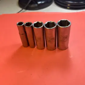 Craftsman 12235 Tools - Lot Of 5 Sae Deep Sockets Easy Read 3/8 Inch Drive 6pt Usa