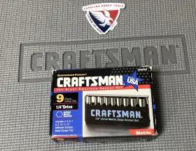 Craftsman 34422 Nos Rare Sears Usa 1/4 Inch Drive Deep Metric Socket Set Metal Tray