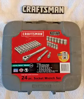 Craftsman 34873 24pc - 1/2 Inch Dr. Metric 12 Pt Large Deep Socket Set- Usa 9-34873