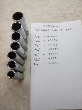 43337-43331 CRAFTSMAN Deepwell Socket Set Point Drive