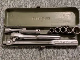 Craftsman 44141 Vintage 3/8 Inch Drive Sae Socket Set Flying V Ratchet Made In Usa