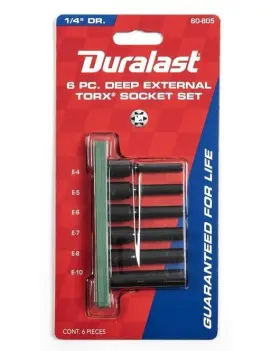 Duralast #60-805 1/4in Drive External Torx Bit Socket Set6 Piece