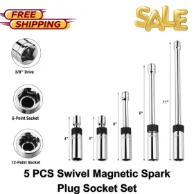 001002 DURATECH Swivel Magnetic Spark Plug Socket Set Drive