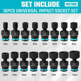 820909795544 DURATECH Drive Shallow Impact Swivel Socket Set