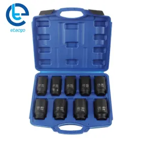 Etecgo 412689 6 Point 9pcs Drive Metric Axle Hub Nut Socket Deep Impact Tool Kit