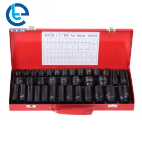 Etecgo 814177 35pcs 1/2 Inch Deep Impact Socket Set Drive Metric Garage Tool 8 - 32mm 6 Point