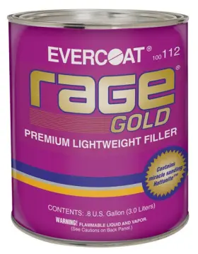 Fibre-glass Evercoat 023289801120 Rage Gold Premium Lightweight Body Filler 0.8 Gallon 3.0 Liters Fib-112 Fibre-glass Evercoat 023289801120 Rage Gold Premium Lightweight Body Filler 0.8 Gallon 3.0 Liters Fib-112