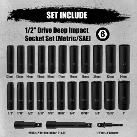 CS256 FS TOOL Drive Impact Socket Set Steel #2