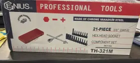 Genius Th-321m 3/8 Drive 21 Piece Hex Head Socket Set