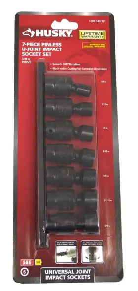 1005-143-251 HUSKY Pinless Impact Socket Set Joint