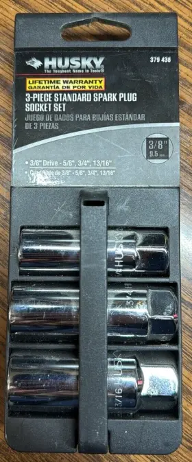 Husky 379438 3-piece Standard Spark Plug Socket Set 3/8 Inch Drive. 5/8 3/4 13/16