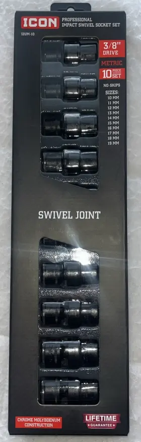 Icon 59747 10pc Metric 3/8 Inch Drive Professional Impact Swivel Socket Set I2um-10 #59747 Icon 59747 10pc Metric 3/8 Inch Drive Professional Impact Swivel Socket Set I2um-10 #59747