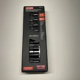 Icon 59803 New 9pc 3/8 Inch Professional Triple Square Impact Bit Socket Set