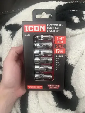 Icon 70299 S1us6 Professional 1/4 Inch Drive Universal Socket Set Sae Icon 70299 S1us6 Professional 1/4 Inch Drive Universal Socket Set Sae