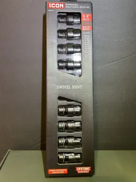 Icon I2um-10 3/8 Inch Metric Impact Swivel Socket Set 10 Piece
