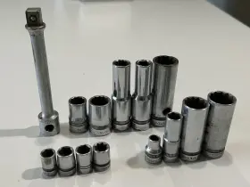 Indestro 2747 Lot Of 14 Super / Duro-chrome Sockets With 1/2 Dr Extension See Photos Indestro 2747 Lot Of 14 Super / Duro-chrome Sockets With 1/2 Dr Extension See Photos