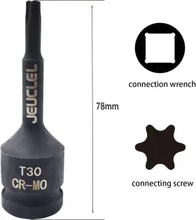 757725754274 JEUCLEL Torx Point Impact Bit Socket Square T30 #2
