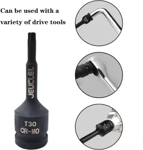 757725754274 JEUCLEL Torx Point Impact Bit Socket Square T30 #3