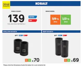 4103171 KOBALT Standard Drive Impact Socket Set #2