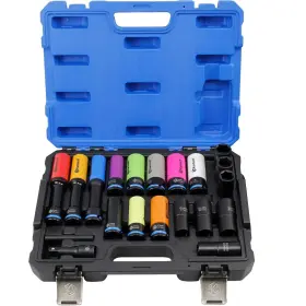 Kuntech Kt6250 20pc 1/2 Inch Drive Lug Nut Socket Set 6-point Impact Extractor Flip Turbo Socke