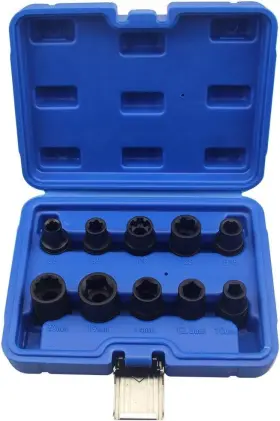 Kuntech Kt7010 10pcs 1/2ftft Dr Special Socket Kit Cylinder Head Screw Brake Caliper Removal Tool