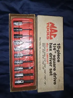 Mac Tools Smh10pt Sae 10 Piece 1/4 Inch Square Drive Hex Socket Set New