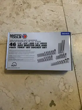 Matco Sbs46va 46 Pc 1/4 Inch 3/8 1/2 Master Hex And Torx Bit Socket Set New