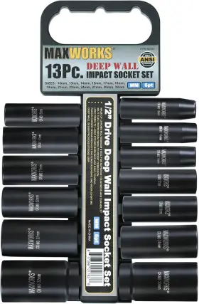 80783 MAXWORKS Drive Impact Socket Set Chromoly Ansi