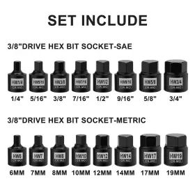 MP530 MAYOUKO Drive Hex Socket Set Impact Allen Bit Soc #2