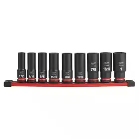 Milwaukee 1006105315 Shockwave Impact Duty 1/2 Inch Drive Sae Deep Well Socket Set 9-piece