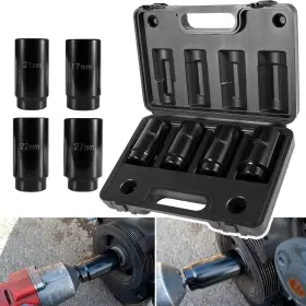 Mo-auto Moqp1160 4pcs Crank Bolt Socket Set 17/21/22/27mm Harmonic Balancer 1/2 Inch Drive