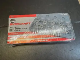 Napa 776-0125 Evercraft 8pc 3/8 Inch Drive Sae Crows Foot Wrench Set New Sealed