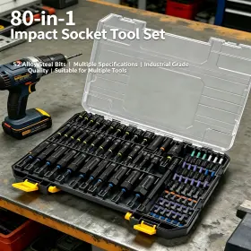 Ollonpro Refb0005 80pc Magnetic Impact Nut Driver Set Metric And Sae With Socket Adapters Bit Holder