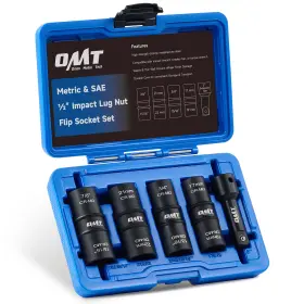 Orion Motor Tech 719868666685 Omt Impact Socket Set 5pc 1/2ftft Drive Lug Nut Flip W Extension Bar