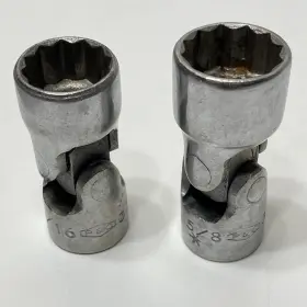 P&c 3318 Lot Of 2 P&c Tools 9/16 Inch And 5/8 12pt Swivel Wobble Flex Socket 3/8 Drive Vtg