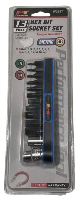 W38971 PERFORMANCE TOOL Hex Bit Socket Set Tools