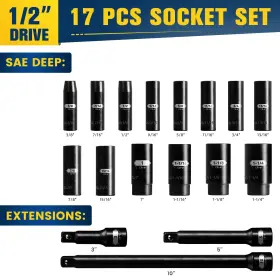 PB21017 PGROUP Drivesae Impact Socket Set Cr-v #2