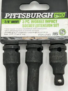 67065 PITTSBURGH Pro Drive Wobble Impact Socket Extension Set #3