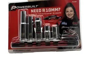 Powerbuilt 941904 10mm 5 Pc Socket Set 1/4 Inch And 3/8 Drive 6 12pt Nhra Camri Caruso
